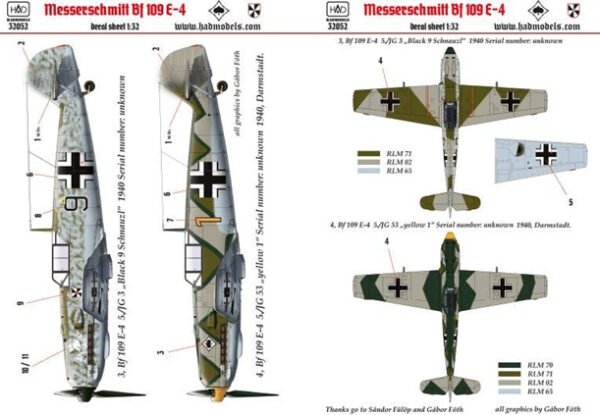 Decalque para Messerschmitt Bf 109E-4 [HADmodels]