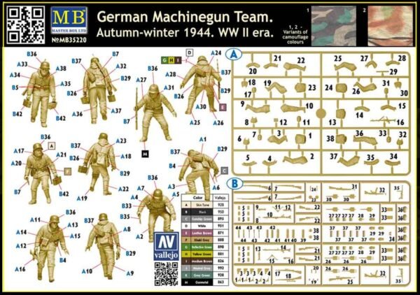 German Machine Gun Team. Autumn-Winter 1944. WWII era [MasterBox]