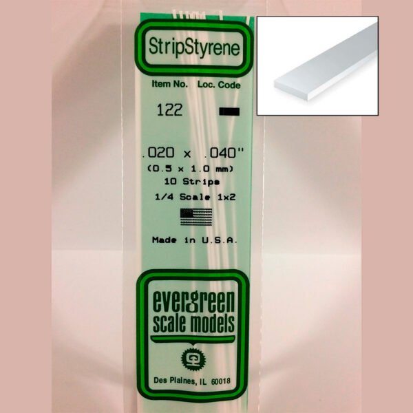 14 pol (35cm) Dimensional Strip Polystyrene .020 x .040 [Evergreen]