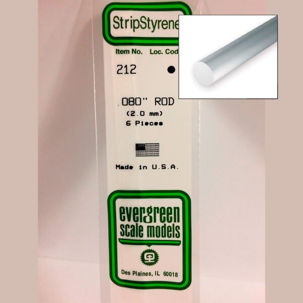 14 pol (35cm) Polystyrene Rods .080 pol [Evergreen]